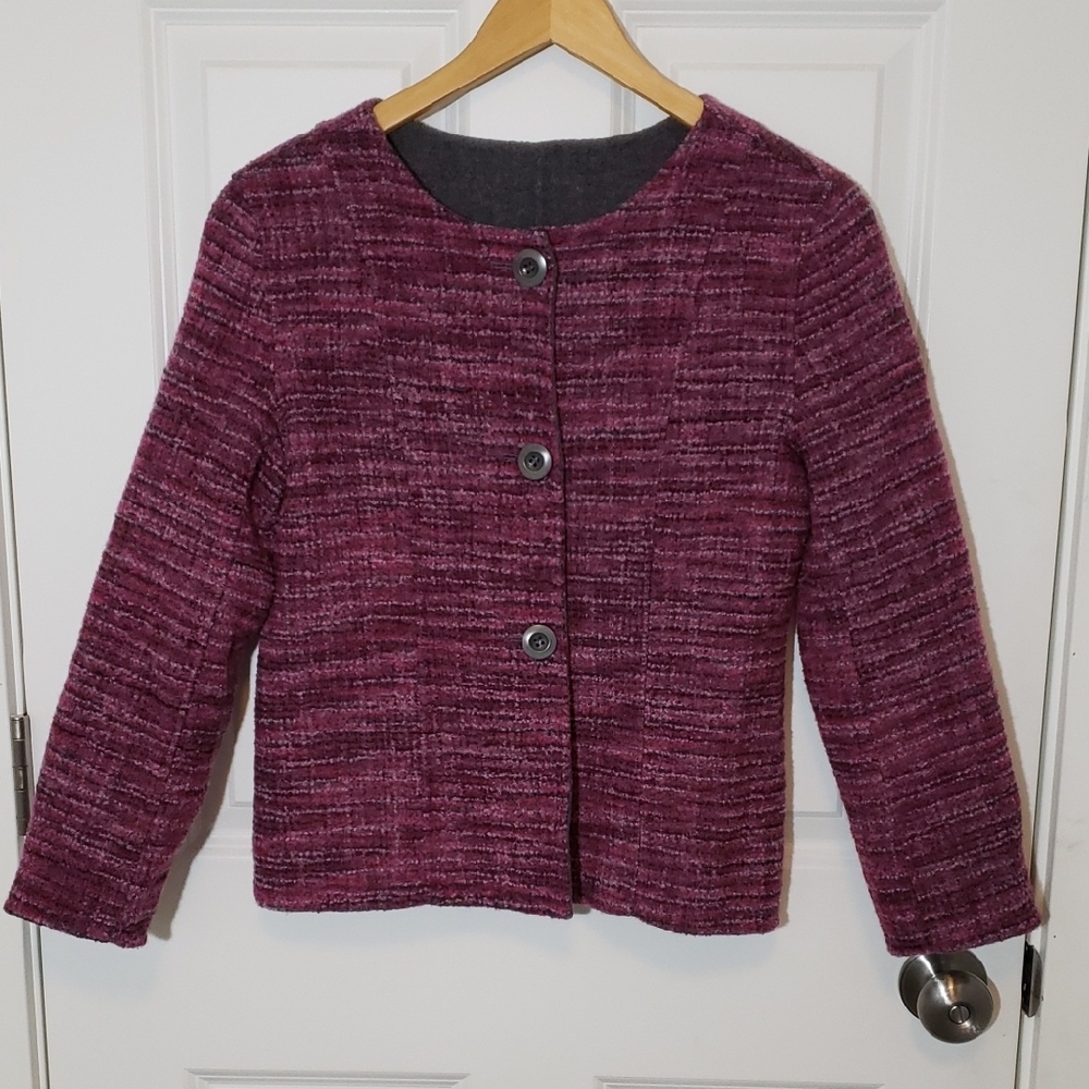 Pendleton Elegant Plum Gray Reversible Tweed Wool Jacket
